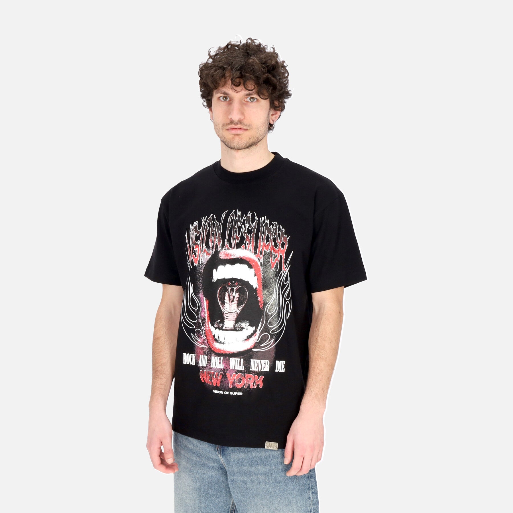 Maglietta Uomo Cobra Mouth Print Tee Black VS01120