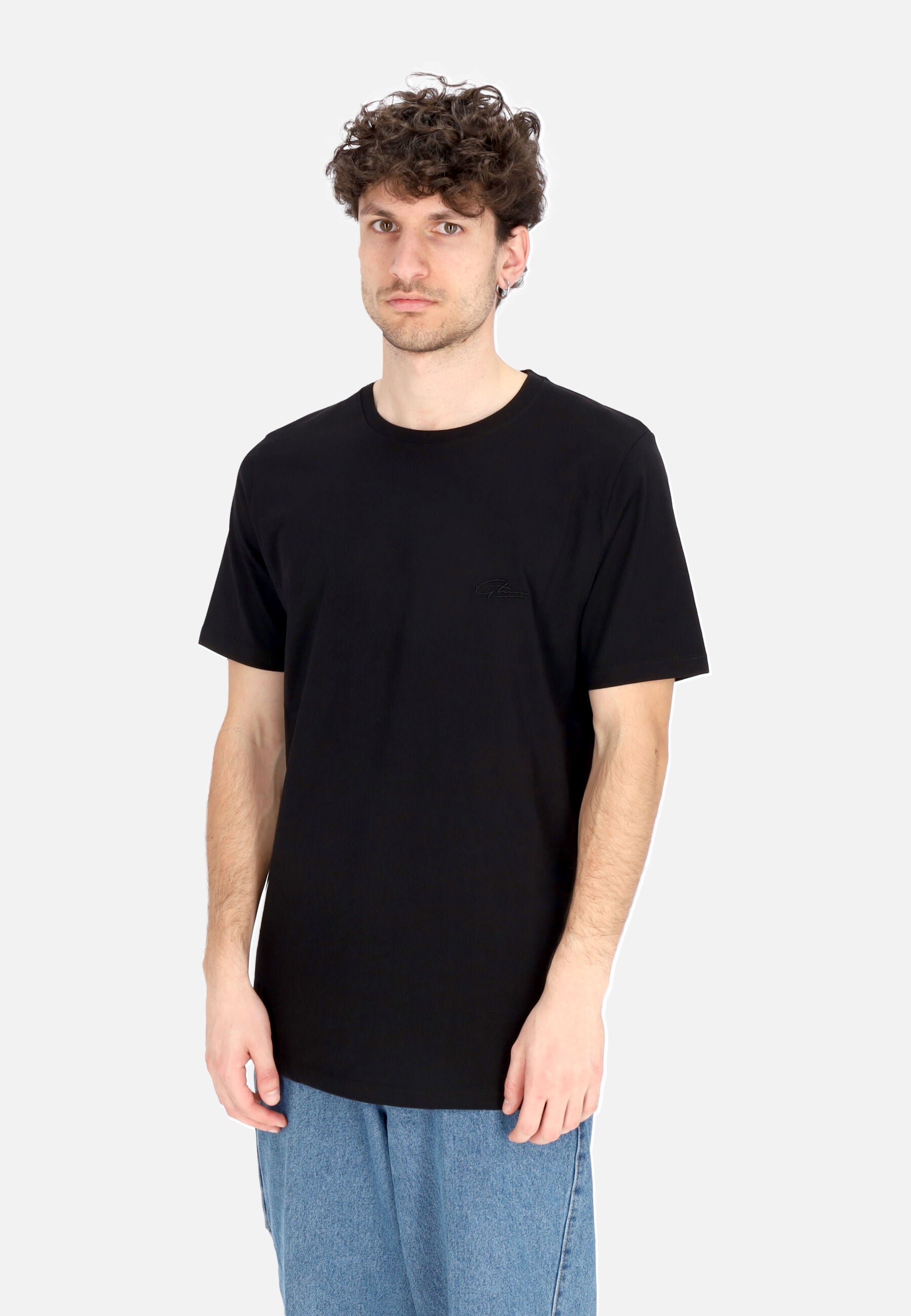 Maglietta Uomo Embroidered Logo Tee Black G-01