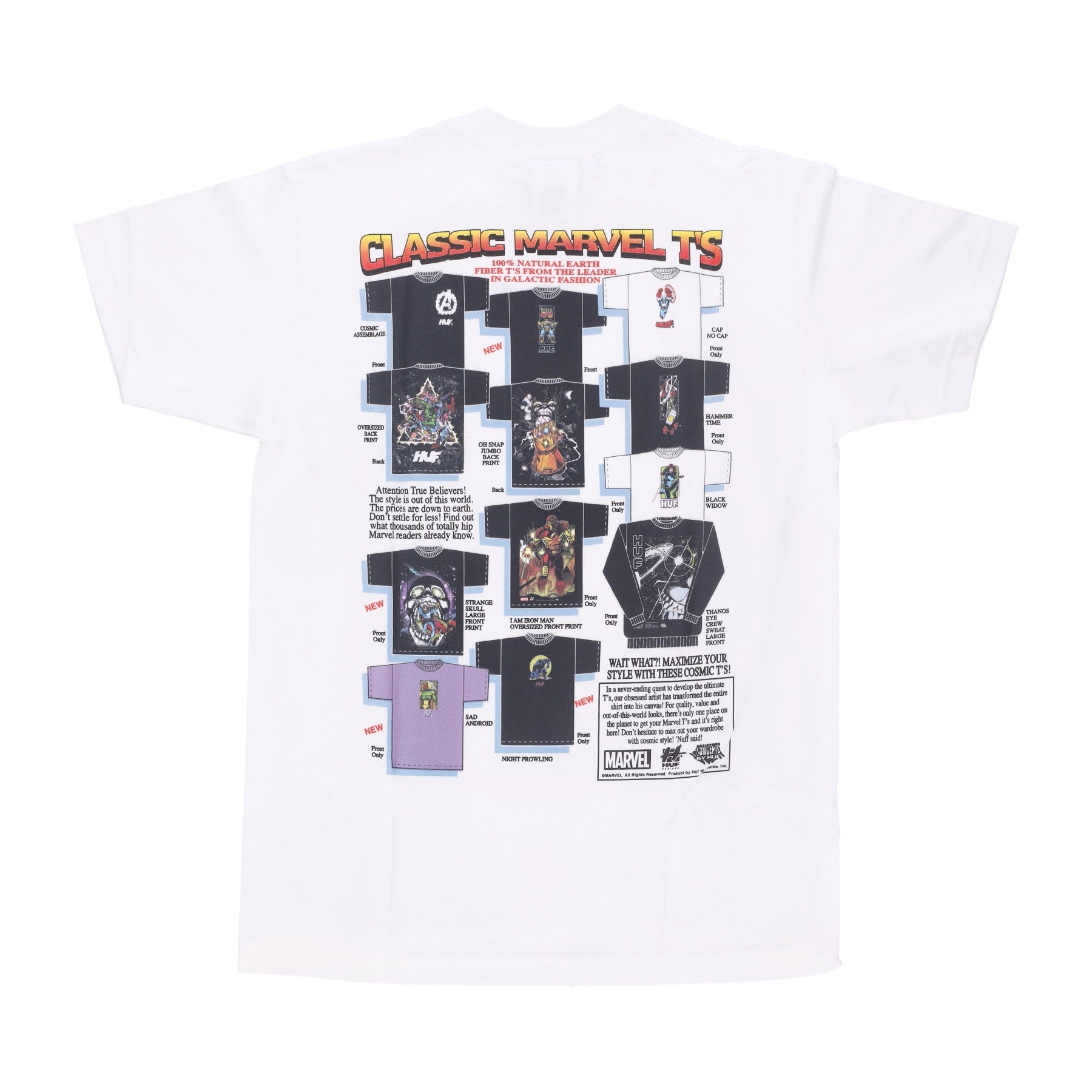 Maglietta Uomo Galactic Tees Tee X Avengers White TS02205