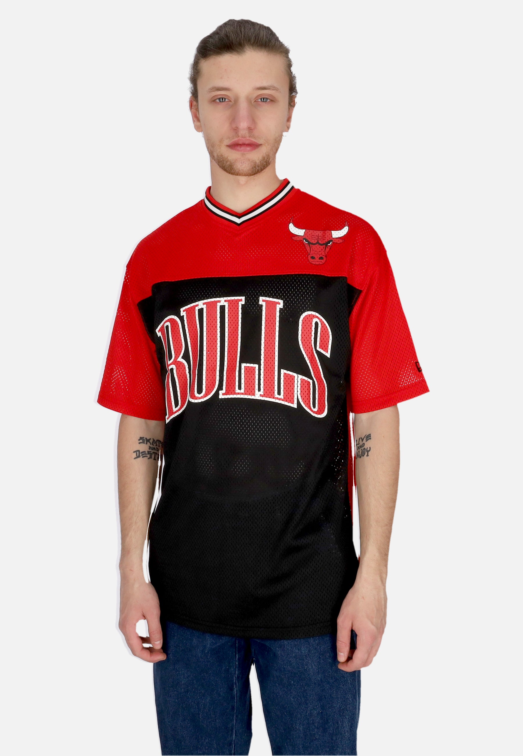Maglietta Uomo Nba Arch Graphic Mesh Oversize Tee Chibul Front Door Red/black 60435447