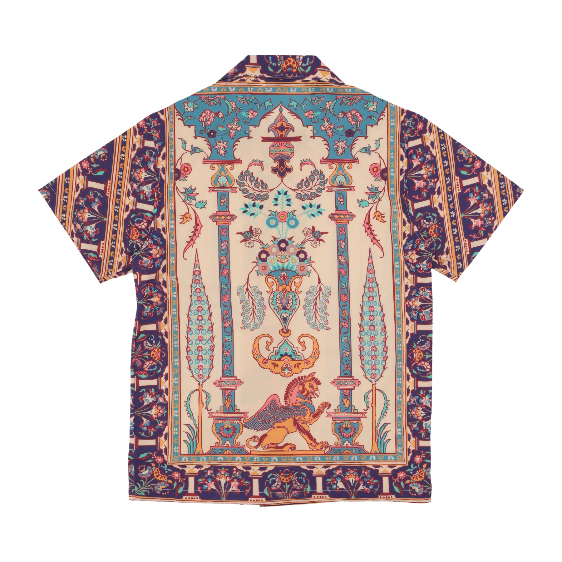 Camicia Manica Corta Uomo Persian Rug Bowling Shirt Beige/multi SH614-CC-03