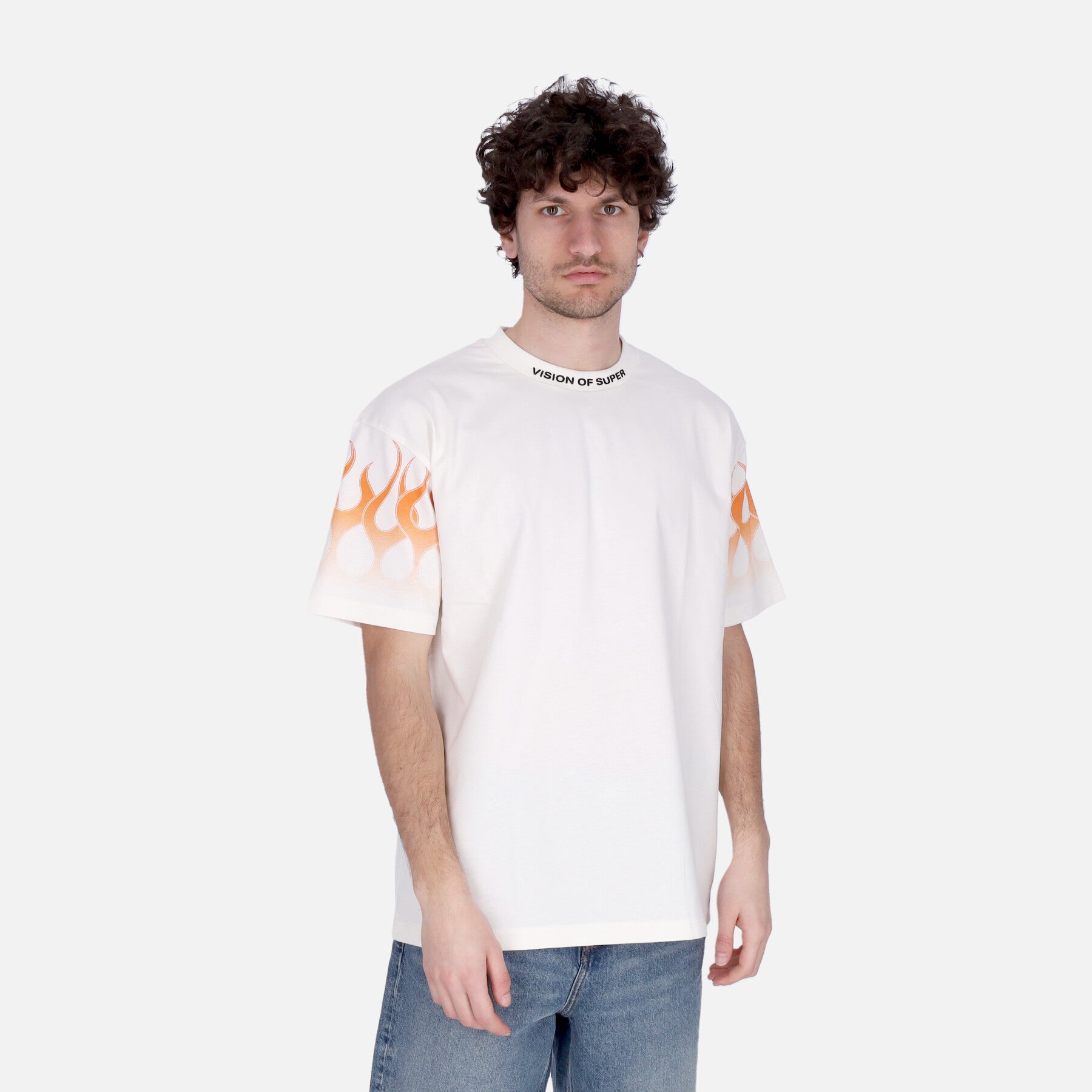 Maglietta Uomo Flames Tee Off White/orange VS00757