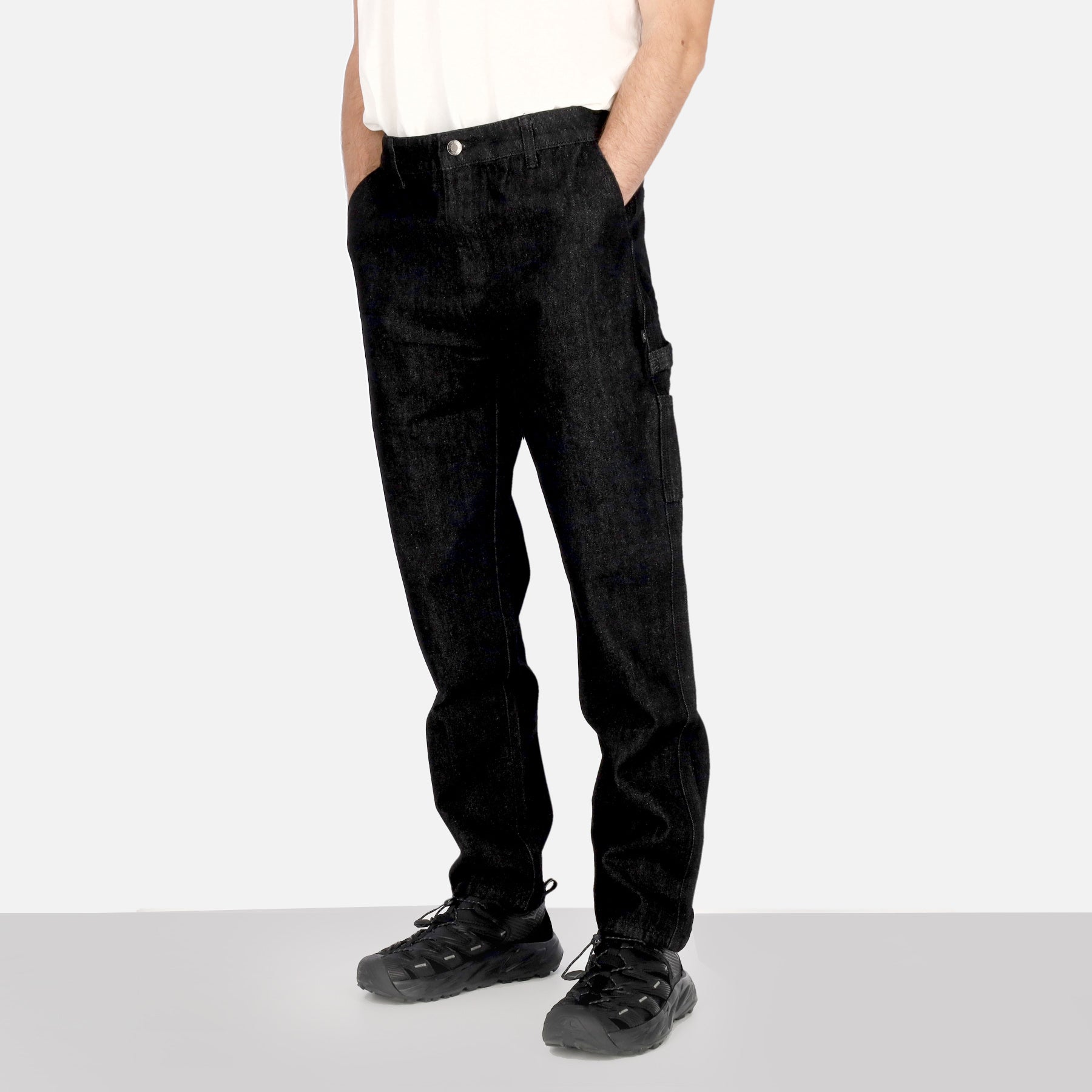 Pantalone Lungo Uomo Denim Carpenter Pants Black PA683-QP-01