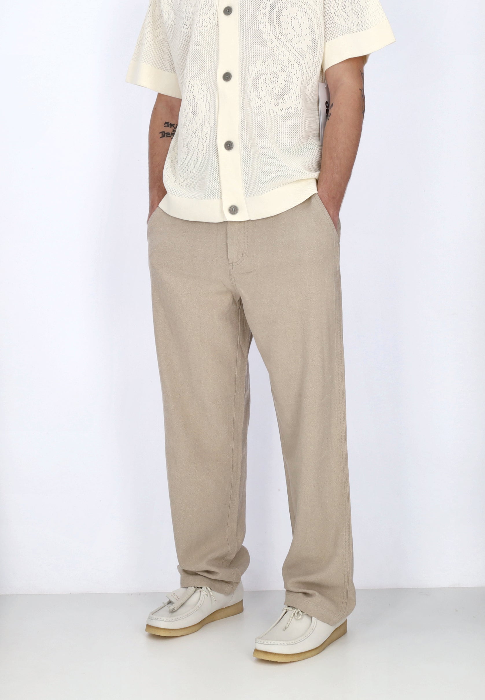 Pantalone Lungo Uomo Hardwork Linen Carpenter Pant Oatmeal 142020233