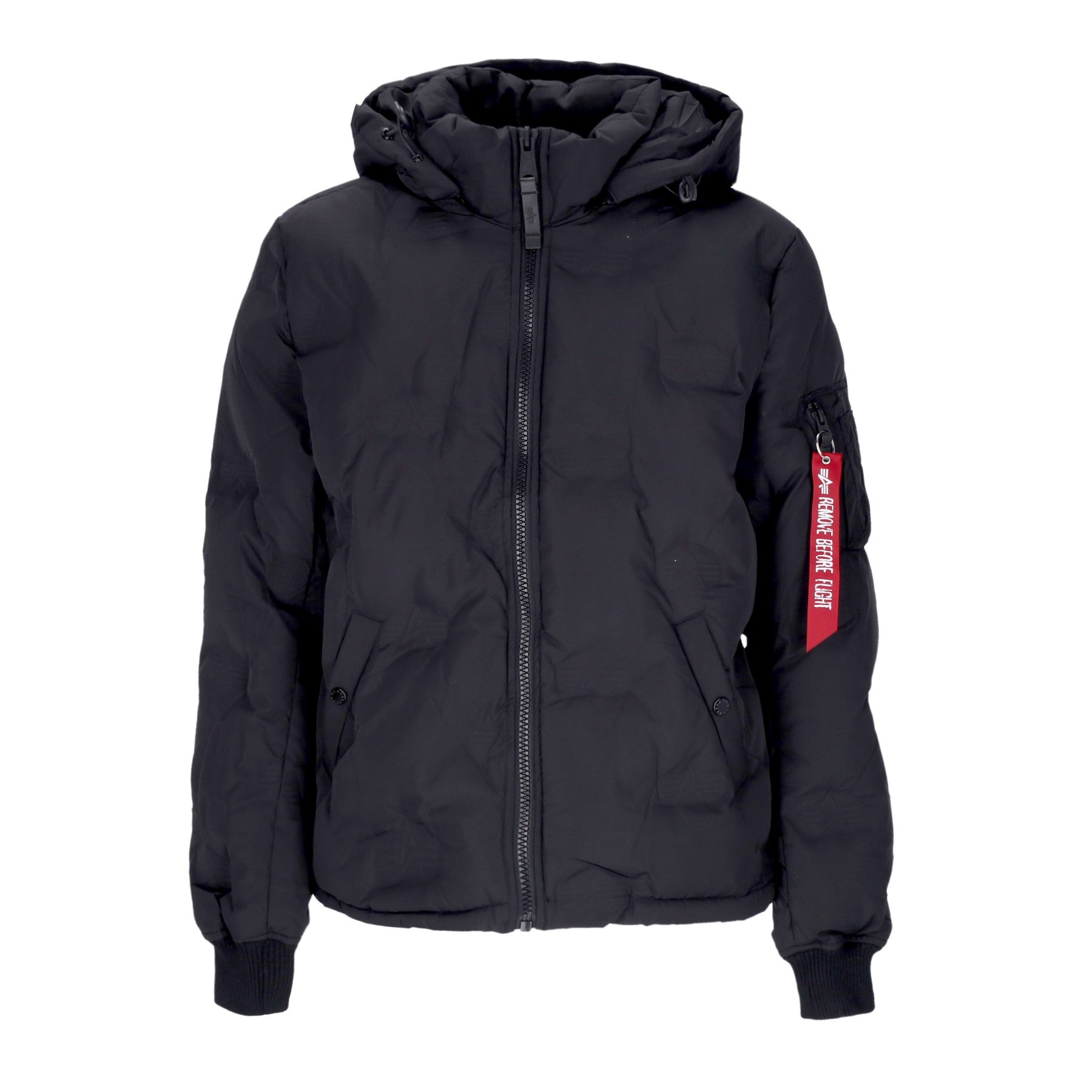 Piumino Uomo Hooded Logo Puffer Black 108107