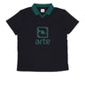 Polo Manica Corta Uomo Logo Collar Tee Black/green 080T
