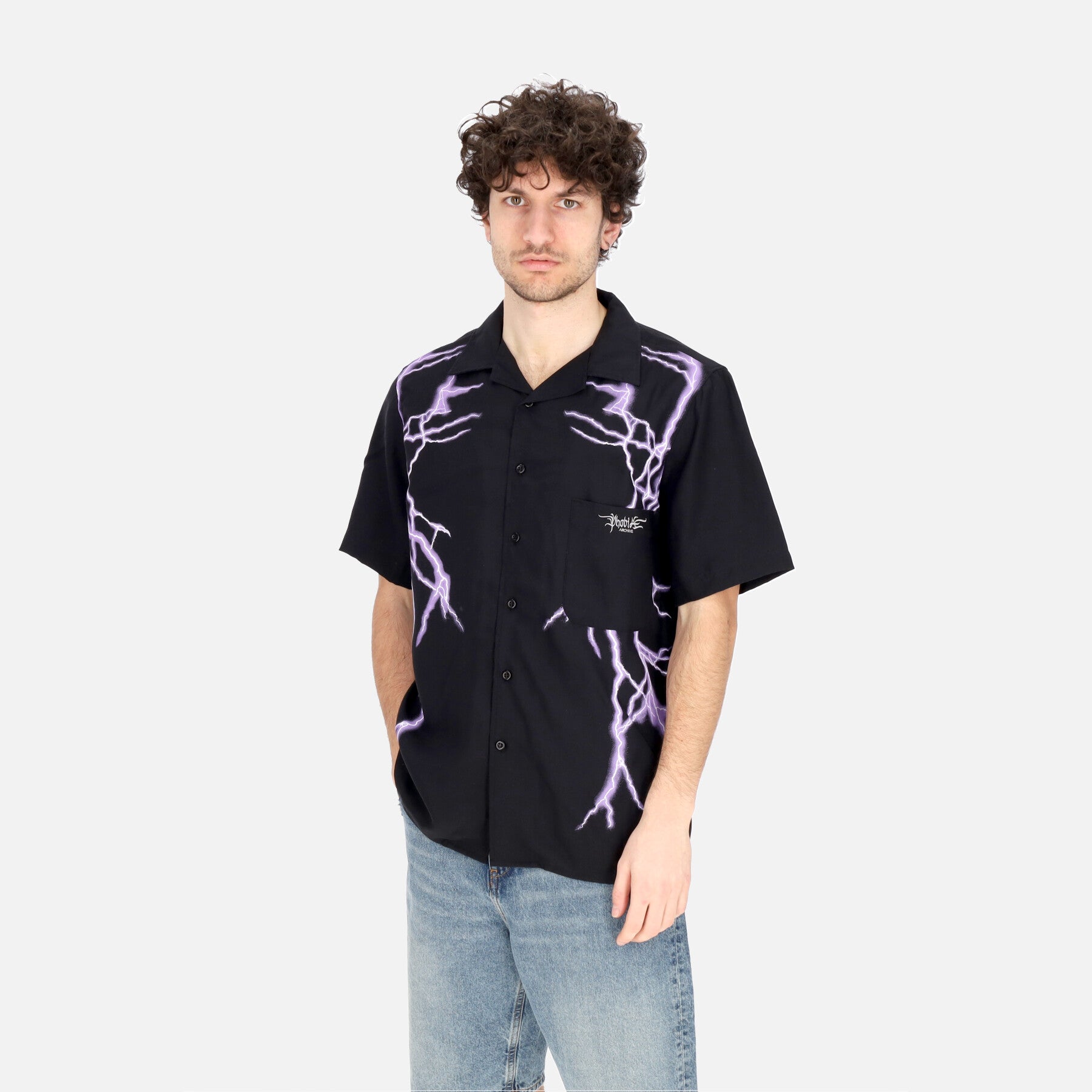 Camicia Manica Corta Uomo Lateral Lightning Shirt Black/purple PH00575
