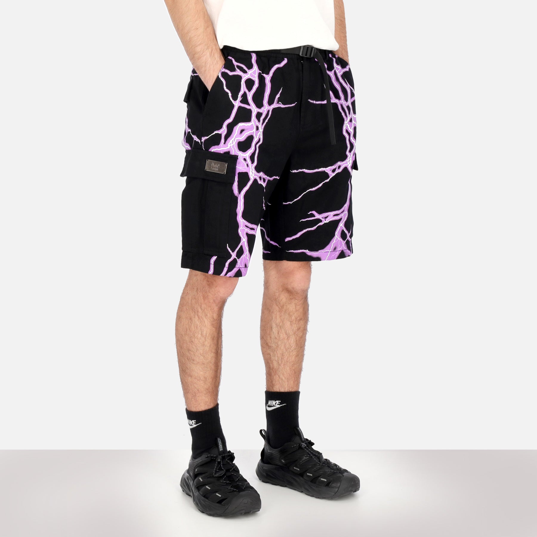 Pantalone Corto Uomo Lateral Lightning Cargo Shorts Black/purple PH00581