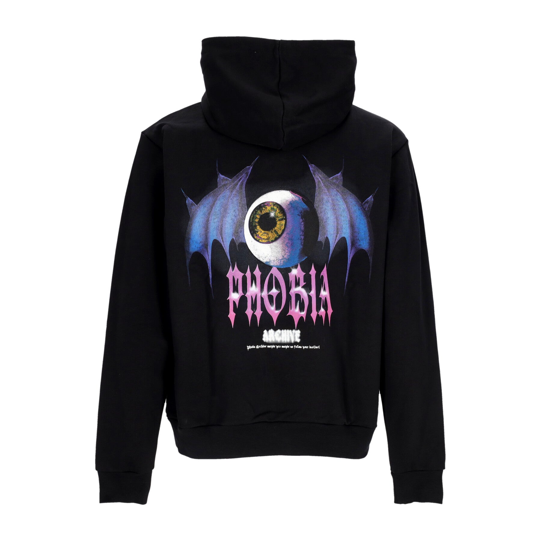 Felpa Leggera Cappuccio Uomo Bat Eye Print Hoodie Black/purple PH00633