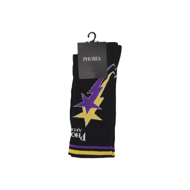 Calza Media Uomo Starry Lightning Socks Black/yellow/purple PHA00689