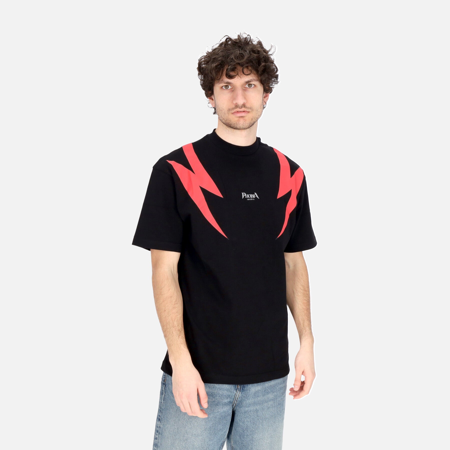 Maglietta Uomo Screaming Skulls Print Tee Black/red PH00653