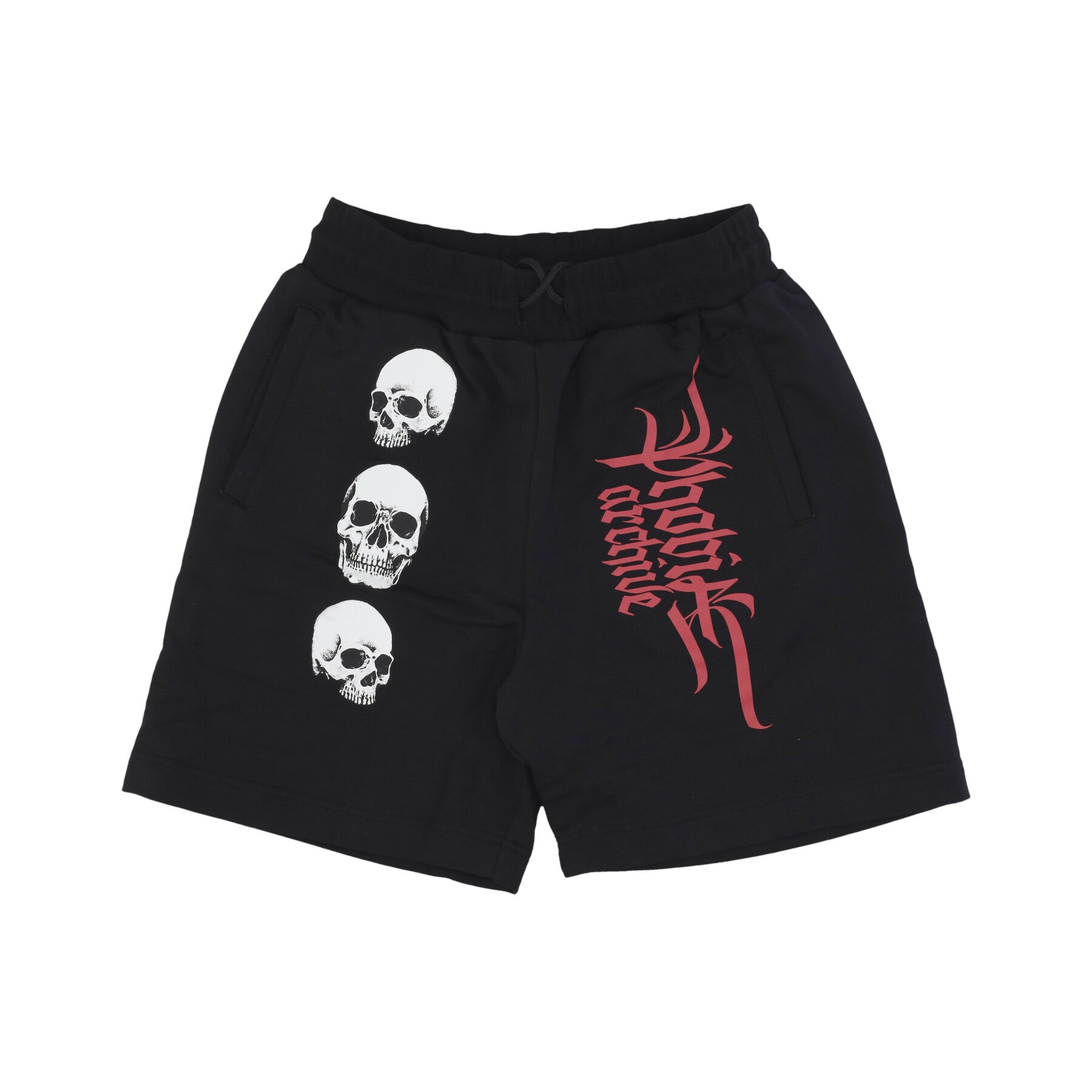 Pantalone Corto Tuta Uomo Triple Skull Print Shorts Black/red PH00664