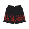 Pantalone Corto Tuta Uomo Embroidered Flames And Metal Label Shorts Black/red VS01165