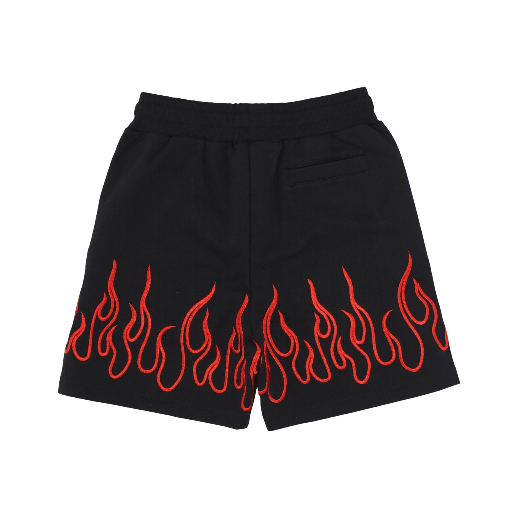 Pantalone Corto Tuta Uomo Embroidered Flames And Metal Label Shorts Black/red VS01165