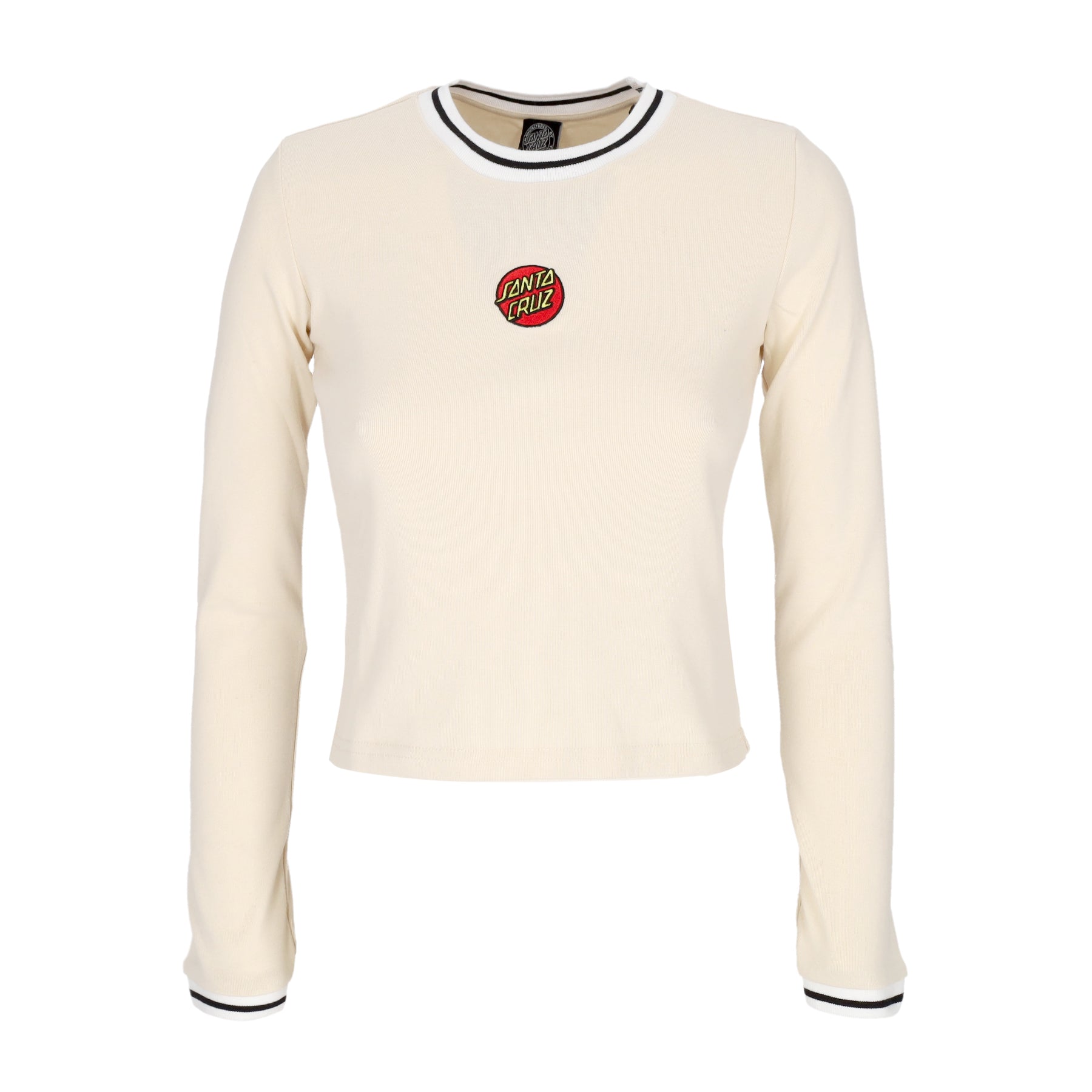 Maglietta Manica Lunga Donna Classic Dot Emb Ringer L/s Tee Chalk SCA-WTL-0864