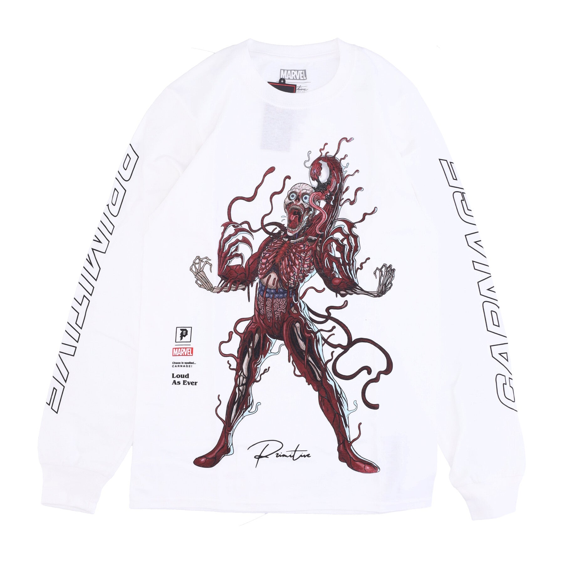 Maglietta Manica Lunga Uomo Carnage L/s Tee X Marvel X Nychos White PRALSFA2270