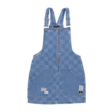 Salopette Donna W Mended Check Denim Pinafore Dress Stone Wash VN00075R7W61