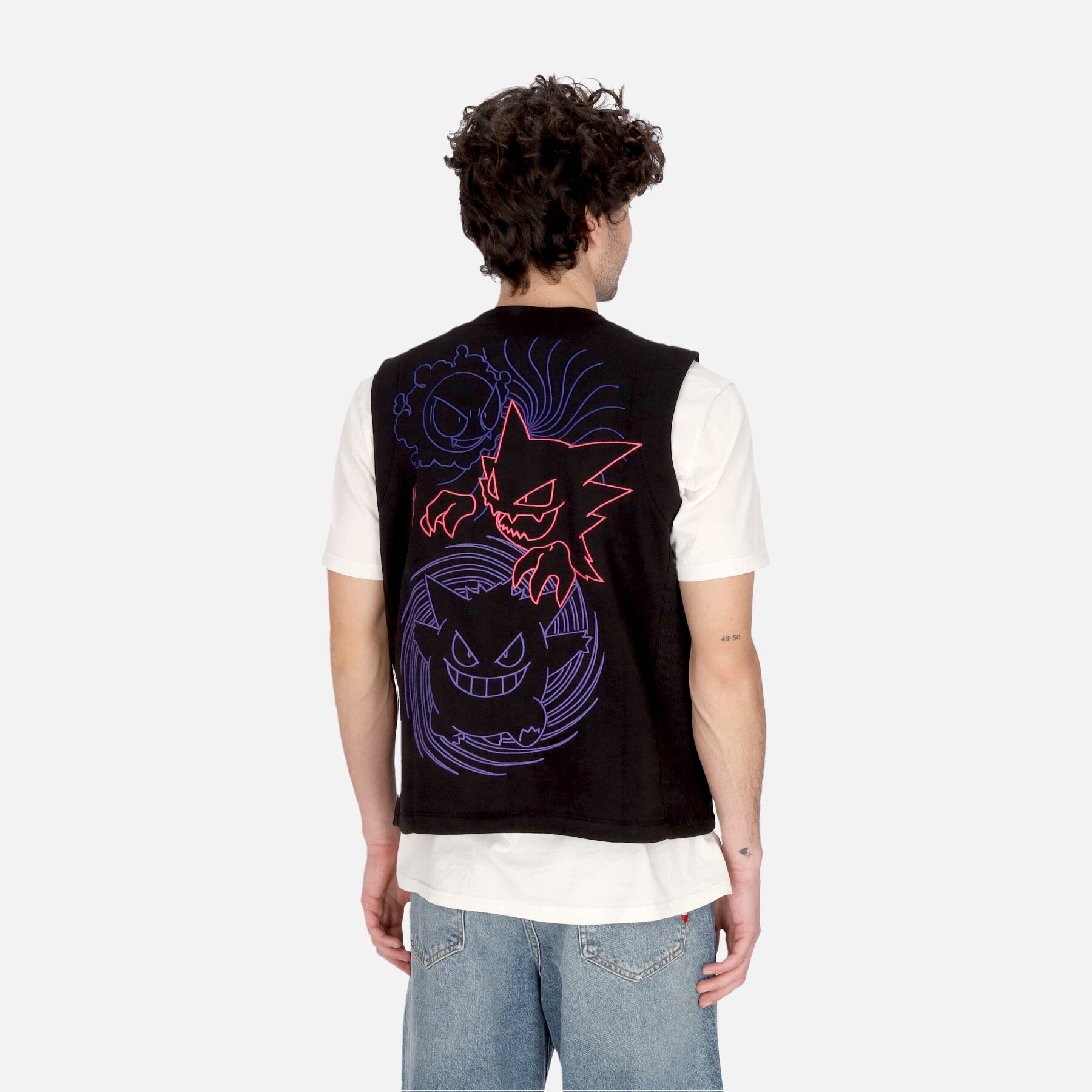 Smanicato Uomo Gastly Evolution Zipped Gilet X Pokemon Black SW660-GT-01