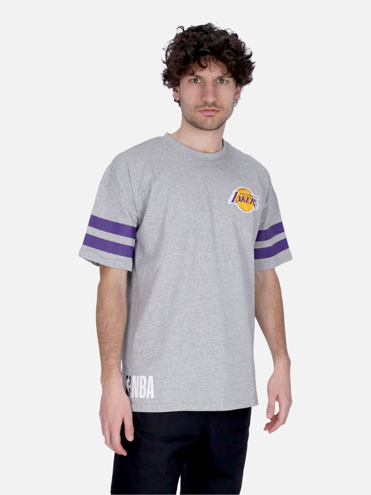 Maglietta Uomo Nba Arch Graphic Oversize Tee Loslak Heather Grey/true Purple 60435435