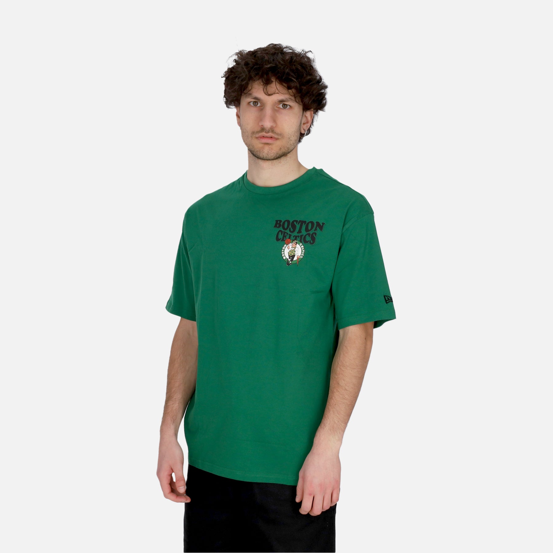 Maglietta Uomo Nba Script Oversize Tee Boscel Kelly Green/white 60435523