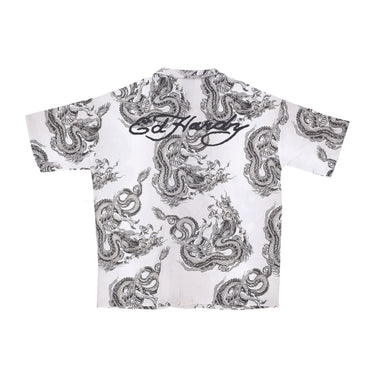 Camicia Manica Corta Uomo Repeat Dragon Camp Shirt Grey/white ED3932